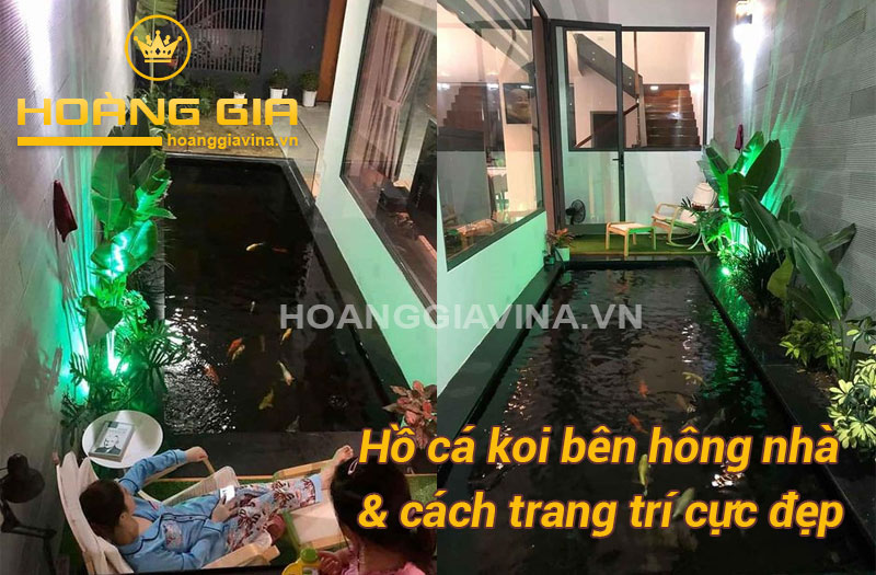 1 ho ca koi ben hong nha trang tri cuc dep