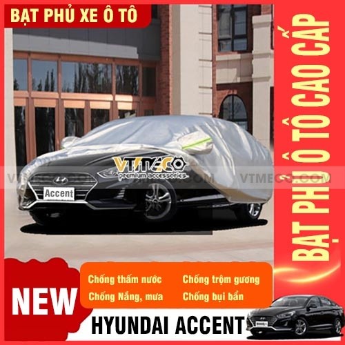 Bạt phủ xe ô tô Hyundai Accent màu trắng bạc