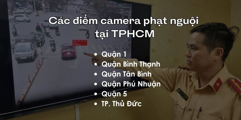 Bản đồ minh họa các điểm có camera giám sát phạt nguội xe ô tô tại TPHCM