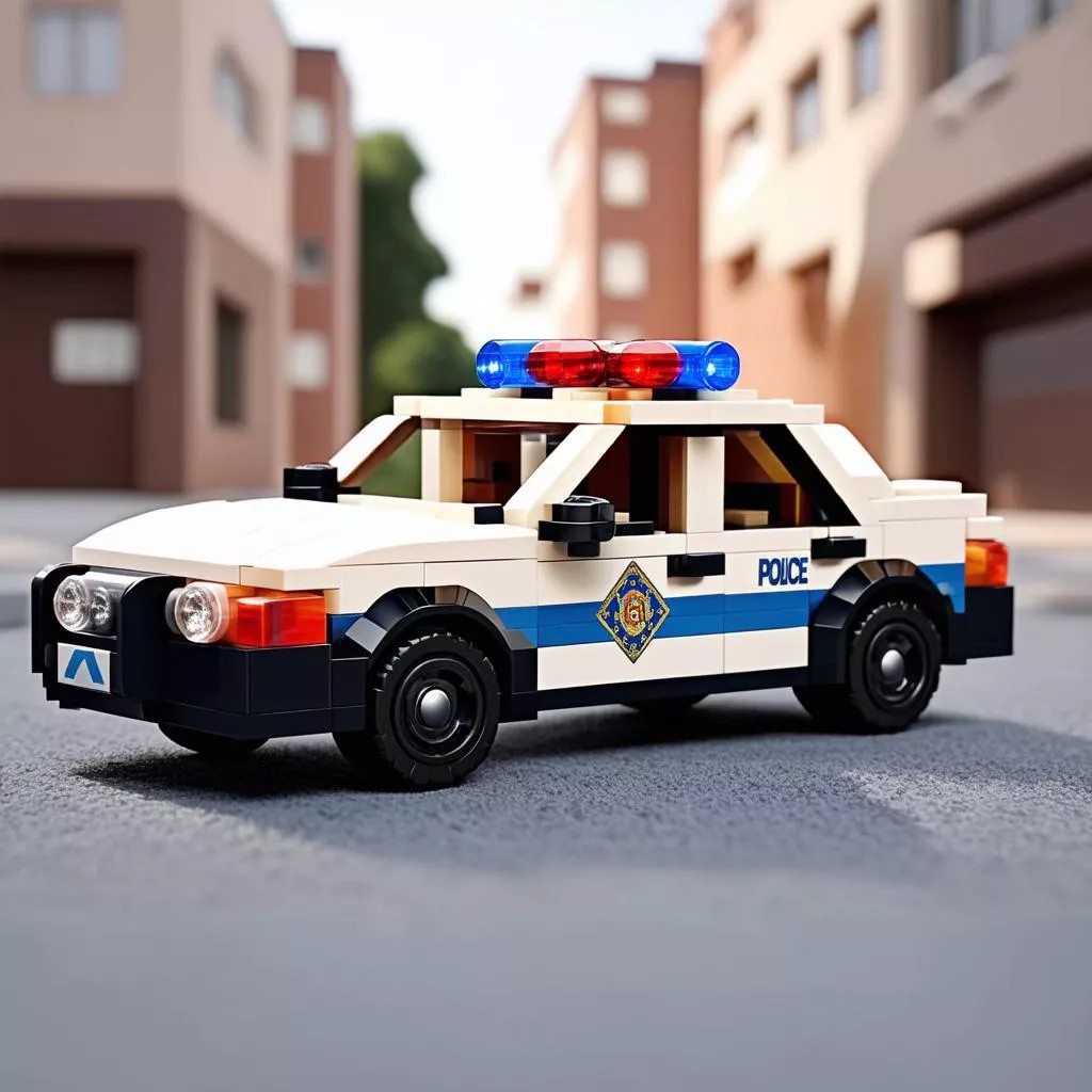 Lego xe ô tô cảnh sát màu xanh trắng