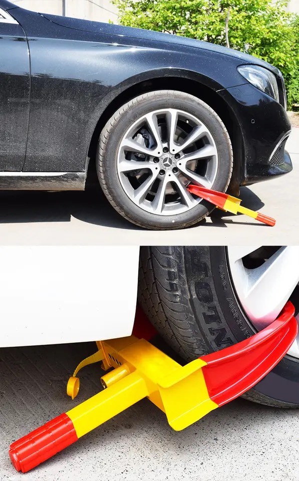 Cận cảnh bộ phận kẹp của khóa bánh xe ô tô